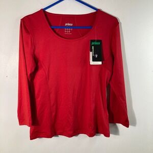 Womens Prince Aerotec 1/2 Sleeve Tennis Athletic Top Red Moisture Wick M‎ NWT